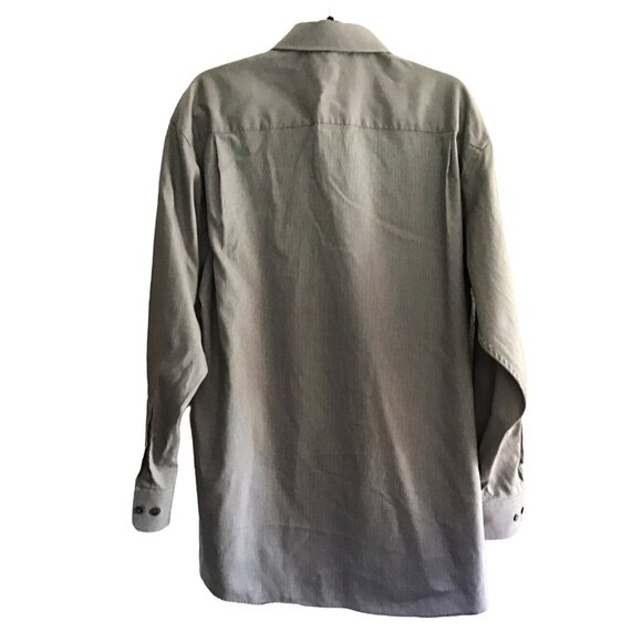 AXCESS- MENS STRIPED GREY 100% COTTON NON-IRON BUTTON-DOWN SHIRT SIZE NECK 17 - Picture 3 of 7